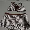 MakeMeChic Women's Bikini with Shorts Boyshort Bikini Set Halter Triangle Tie Backless Y2K Swimsuit,XS