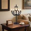 Wellmet Vintage Black Table Lamp, 5-Light Farmhouse Modern Table Lamp, for Living Room, Entryway, Hallway, Bedroom, Reading Room, (E12 Bulb Base)