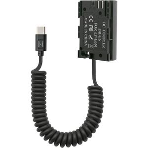 USB-C Type-C PD to LP-E6 Dummy Battery Coiled Power Cable Compatible with Canon EOS R/R5/R6, 90D, 80D, 70D, 60D/60Da, 5D Mark II/III/IV, 5DS/5DS R, 6D/6D II, 7D/7D II, 39