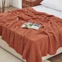 Love's cabin 100% Cotton Muslin Blanket, 6 Layer Lightweight Breathable Gauze Queen Size Blanket 90 x 90 Inches, Soft All Season Blanket for Bed, Orange