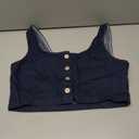 Women Tank Tops Button Denim Crop Blouses Sleeveless Cami Shirts, Size S