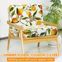 SmoothNovelty 8 Pcs Lemon Printed Couch Cover Stretch Floral Sofa Cushion Bohemian Printed Washable Cushion Covers with Elastic for Furniture Chair Bottom