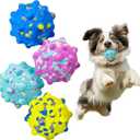 GLURUITE Dog Toys for Aggressive Chewers 4 Pack ETPU Material Prick Ball Bite Resistant Pet Chew Toys 2.55 in Colorful Interactive Dog Ball Suitable for Small Medium Dogs