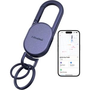 Keychain, Key Finder Built-in Anti-Loss Tracker, Heavy Duty Key Holder, Premium Stainless Steel Keychain Carabiner Car Key Chains with GPS Global Locator Tracking Waterproof (Navy Blue)