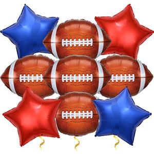 Football Party Decorations, Football Shaped Foil Balloons for Sport Themed Rugby Birthday Party Decor (Red Blue)