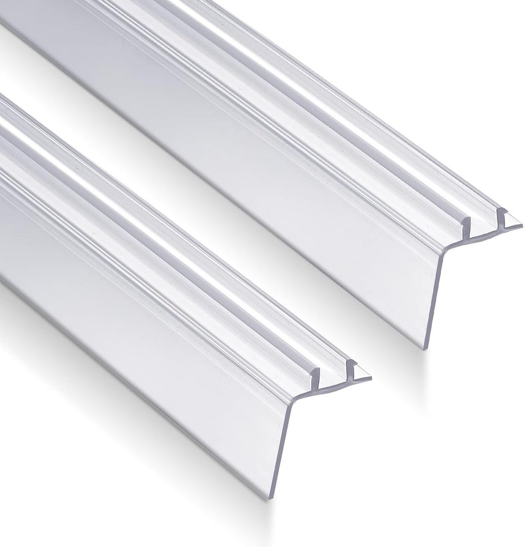 Frienda 2 Pack 26 Inch Two-pronged Shower Vinyl Sweep and Seal Top or Bottom Seal Accent Drip Vinyl Universal Use for Top or Bottom for Home or RV Showers (Bevel Edge)