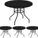 LUSHVIDA Round Waterproof Table Cover Elastic Vinyl Fitted Tablecloth Elastic Edged Plastic Table Cloth (Black, 4PCS Best for Up to 57"-68" Round)
