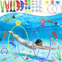 Pool Diving Toys for Kids: Airyard 31 PCS Underwater Swim Rings and Diving Game Set Fun Pool Game Backyard Summer Water Toys for Birthday Party Toddlers Kids Teens Adults