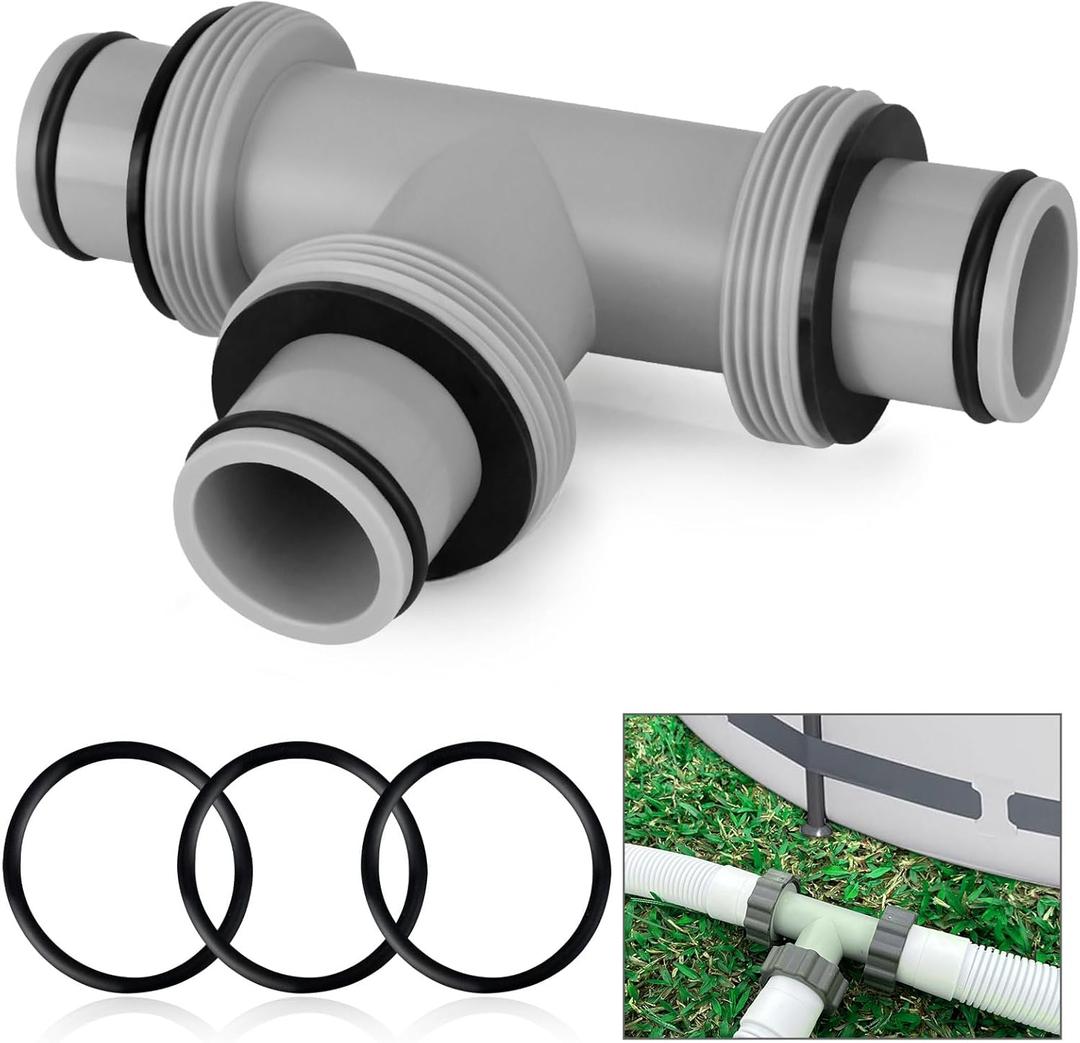 Filter Pump Hose Connector, Kardeep T Joint Pool Hose Connector 1.5 to 1.5, Hose Connector Coupling for Pool Hose Adapter and Filter Pumps - 3 Interfaces