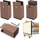 4 Pcs Adjustable Furniture Risers 4 Inch, Square Furniture Risers for Sofa Desk Bed Chair Height Extenders for Furniture Leg Lifts Risers, fits 0.8''1.6'' Square/Round Chair Leg (Brown)
