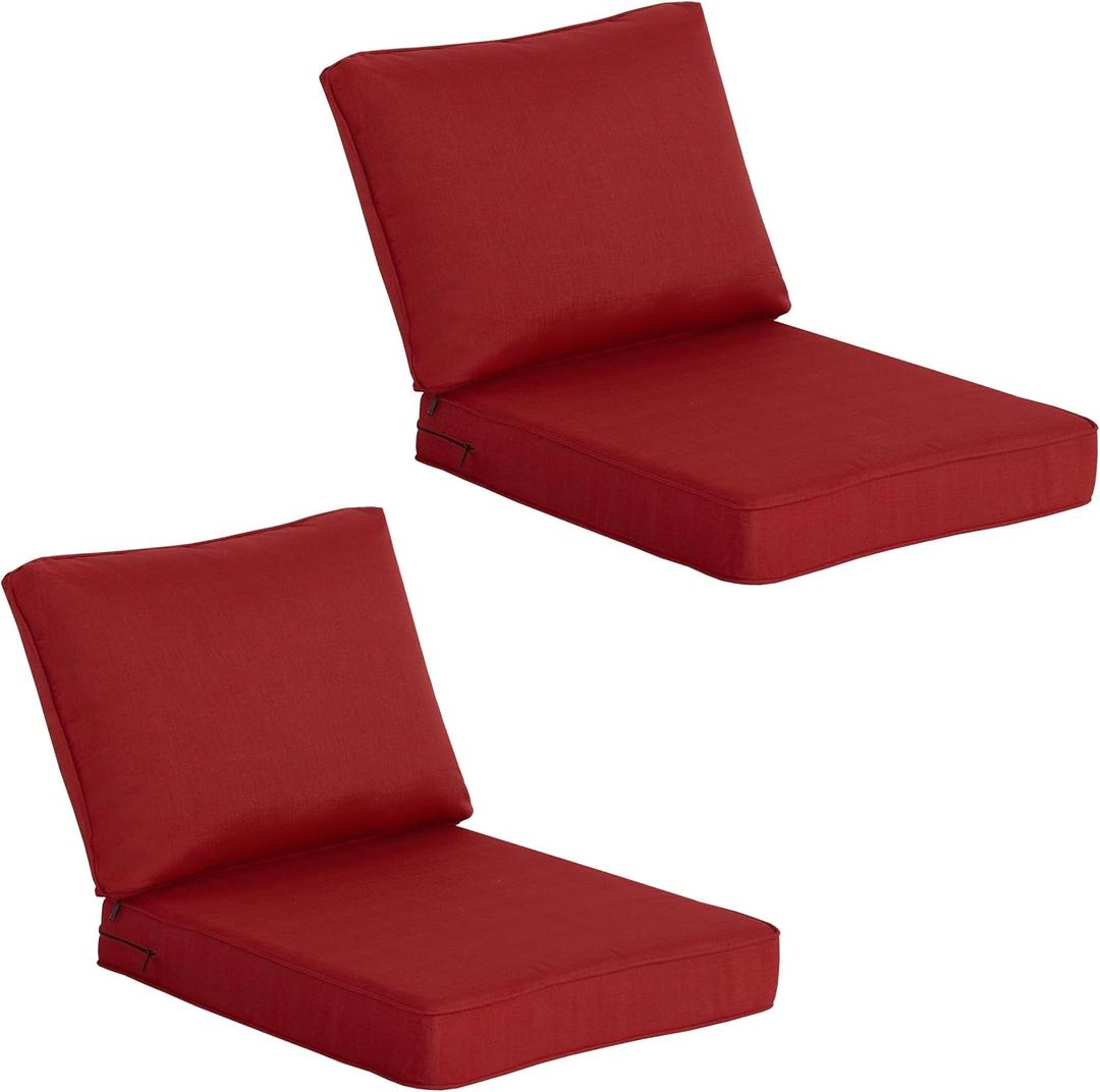 COZYVIDA Outdoor Deep Seat Cushion Set of 2,24" x 27.5"x4.5" Patio Cushions Resilient Foam Filling, Water-Resistant Stain-Resistant UV-Resistant 1000+ Hrs, Weather Resistant,YKK Zippers,Chili
