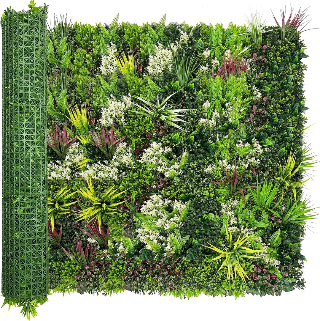 ODTORY Artificial Plant Wall Panels: 50"×120"(42 sqft) UV-Anti Faux Grass Wall Backdrop Boxwood Ivy Fence Privacy Screen Fake Greenery Leaf Hedge for Outdoor,Indoor,Garden,Backyard and Home Decor