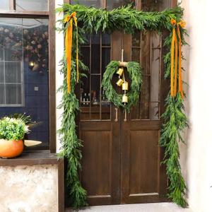 Jutom Christmas Deluxe Norfolk Pine Garlands Realistic Norfolk Pine Faux Greenery Garlands for Holiday Mantle Table Indoor Outdoor Wedding Christmas Decor(1 Pcs,18 Feet)