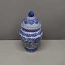 Blue and White Ginger Jar, Ceramic Chinoiserie Decorative Jars for Home, Office, Flower Vase Pocelain, Glossy Vase for Table, Living Room, Bookshelf, Mantle Fireplace, Centerpieces, 9.8"H (23.7 Ounces)