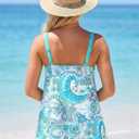 ROSEWE 2025 Tankini Swimsuits for Women, Two Piece Bathing Suits with Shorts, Modest Tank Top Swim Dress (Blue, L)