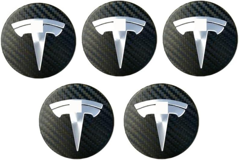 Center Cap Wheel Rim Logo T Emblem Decals Stickers 5 Pieces Compatible with Model X S 3 Y