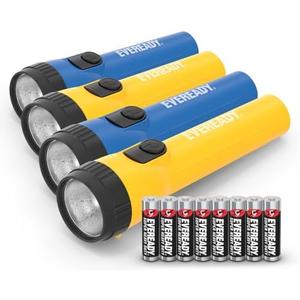 EVEREADY LED Flashlights (8-Pack), Bright Flashlights for Emergencies and Camping Gear, Flash Light with AA Batteries Included, Blue/Yellow (8-Pack)
