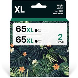 65XL Black Ink Cartridges Remanufactured for HP 65 Ink High Yield Work with HP Deskjet 3755 3722 3752 3730 2652 2620 2655 Envy 5055 5030 5052 5032 (Black, 2-Pack)