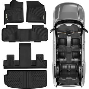 OEDRO Floor Mats Fit for 2018-2025 Chevrolet Traverse 7 Seats with 2nd Row Bucket Seats, Custom Fit All Weather Floor Mats Liners 3 Row & Cargo Liner Behind
