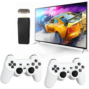 Retro Game Console, Wireless Retro Game Console, Plug & Play Video TV Game with 25000+ Built-in Games, 4K HDMI Output, and 2.4GHz Wireless Controller, 9 Classic Emulators (White)