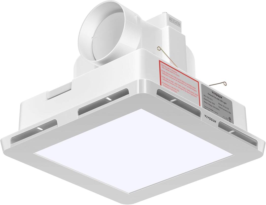 VIVOSUN Bathroom Ventilation and Exhaust Fan with LED Light, Ceiling Mount Vent Fan & Adjustable Light Combo, 1.0 Sones, 110 CFM, 4 Inch Duct Fan for Bath, Shower, Office, Restroom, 105 sq. ft