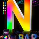 Letter Rainbow Lights Neon Signs - Letters Custom Splicing Gifts Name Logo Music Sync Color Changing Letters Lights Neon Sign Christmas Wedding Home Bar for Wall Decor Letter Lights(N)
