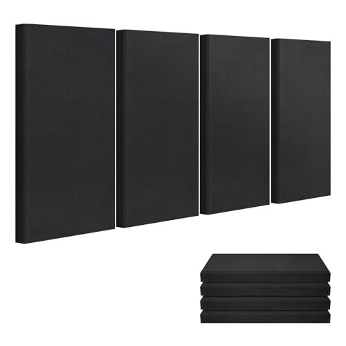 23.62" X 11.81" X 2" Fiberglass Wall Panel, 4 Pack Acoustic Panels, Acoustic Panels Sound Absorbing for Office, Studio, Home Theatre - Black
