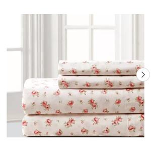 Modern Threads Solid Ultra Soft Microfiber Sheet Set, Queen, Rose Print
