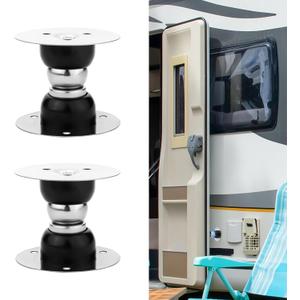 2pcs RV Magnetic Door Catches, RV Screen Door Latch with Tapes & Screws Door Stopper Accessories for Trailer Camper RV Baggage Door (Black)
