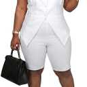 CXXQ Womens Plus Size Summer 2 Piece Sets Sleeveless Casual Business Outfits Matching Sets Vest Shorts Suits, 4XL
