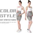 Women Maternity Yoga Shorts Over The Belly, Pregnancy Active Wear Workout Knee Length Leopard Athletic Biker Shorts (M)