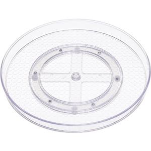 Amazon Basics 2 Tier Lazy Susan Turntable Organizer, 12" Diameter, 2-Pack, Clear