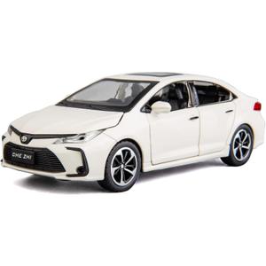 BDTCTK Compatible for 1:32 Corolla Model Car, Zinc Alloy Pull Back Toy Car with Sound and Light for Kids Boy Girl White