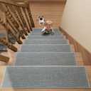 Stair Treads Carpet 15 pcs for Wooden Steps with Non Slip Rubber Backing, 100% Polyester Soft Stairs Resistant Indoor Skid Runner Safety Rugs for Kids Elders and Pets 30" * 8" (Gray-Dense Knitting)