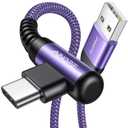 AINOPE USB C Charger Cable, 3.1A Type C Charger Cable Fast Charging, [2 Pack, 2M] Right Angle USB c Fast Charger Cable Compatible with Samsung Charger Type c, Huawei, Google Pixel, Sony Xperia, LG (6.6FT+6.6FT, Purple)