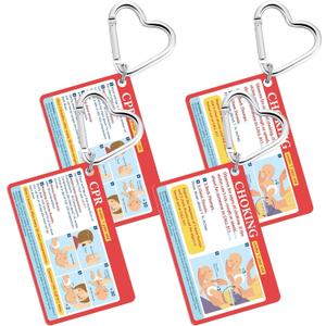 4 Pcs Infant CPR Card Keychains, Baby Choking First Aid Card 3.4 x 2.1 Inch Emergency Instructions Quick Reference Guide for Adult New Moms Gift