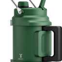 64 oz Insulated Water Bottle for Camping: Meoky Triple Wall Vacuum Stainless Steel Half Gallon Water Jug - Top and Side Handles, 2-in-1 Straw and Spout Lid, Cold for 36 Hrs, Leak Proof, BPA Free (Fir)