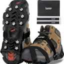 Sfee Crampons for Winter Boots, Upgraded Ice Cleats Stainless Steel Women Men Anti Slip Ice Traction Cleats Grips with Straps, Perfect for Hiking, Walking, Climbing, Ice Fishing