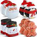 Hushee 8 Pcs Christmas Tin Box Cookie Tins with Lids Christmas Candy Containers Santa Snowman Gingerbread Penguin Metal Cookie Jar Christmas Biscuits Tin Can for Gift Xmas Card, 5 x 4.3 x 2 Inch