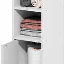 Furinno Fulda Bathroom Storage Cabinet, 5-Tier Bathroom Cabinet, Narrow Cabinet with Door and Adjustable Shelves, 32H, for Small Spaces, Bathroom, Living Room, Entryway, White