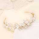 Oriamour Gold Bridal Headbands Wedding Headpieces With Ceramic Flowers Wide Pearl Wedding Hair Accessories For Women And Girls