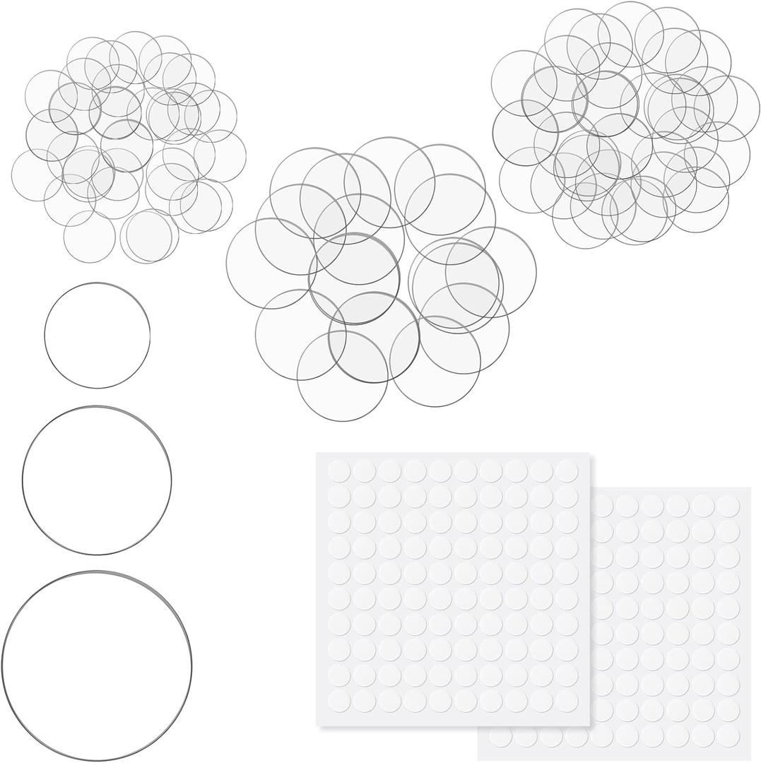 Yerliker 120 Pcs Acrylic Miniature Bases 25mm 35mm 45mm Round Model Bases 2mm Thick Circular War Figure Holders with Mini Clear Round Tapes for Gaming Miniatures Collectible War Table Game(Clear)