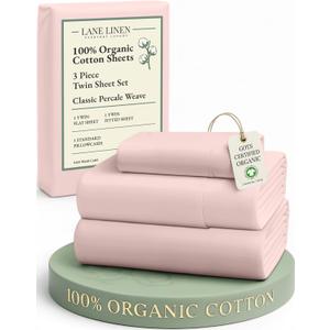 LINEN Eco Friendly 100% Organic Cotton Twin Sheet Set, Hotel Quality Premium Bedding Sheets & Pillowcases Set, Twin Size