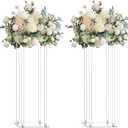 2 Pack 32'' Tall 10'' Dia. Clear Floor Vase Wedding Decoration Table Centerpiece Crystal Acrylic Flower Stand Floral Display Rack Backdrop Column for Event Dcor