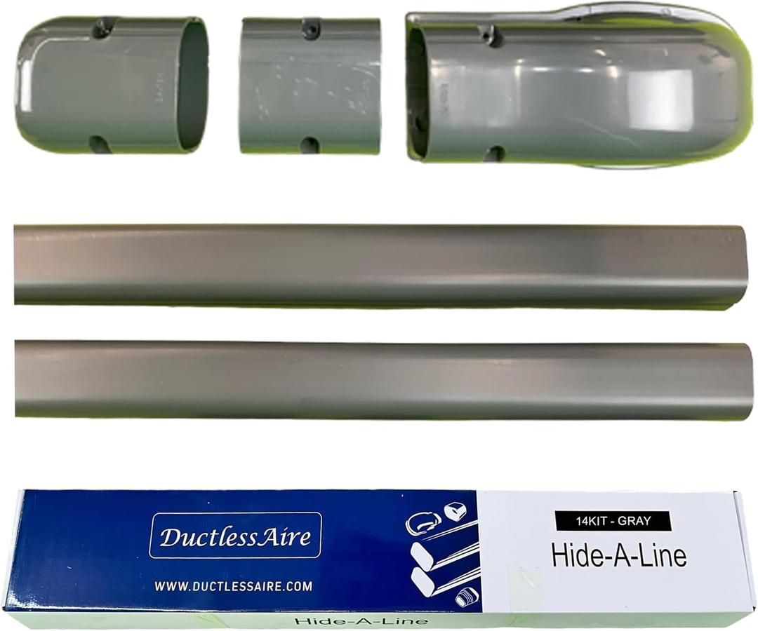 DuctlessAire Mini Split Line Set Cover Kit - Paintable Lineset Cover - Line Set Covers for Ductless Air Conditioner, Mini Split AC/Heating System, HVAC, Central AC Unit, Heat Pump (Gray, 4" x 14 ft.)