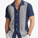 COOFANDY Men's Vintage Bowling Shirt Short Sleeve Button Down Summer Cuba Beach Shirts, L