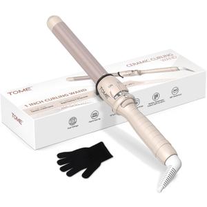 1 Inch Hair Curling Wand, Ceramic Curling Iron 1 Inch, Dual Voltage Hair Curler with Glove Included, Curly Hair Tools for Styling, Adjustable Temperature (180F to 410F for All Hair Types)