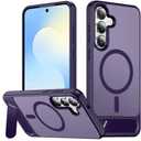 SPIDERCASE Magnetic for Samsung Galaxy S25 FE Case, [3 Stand Ways][ Military Grade Drop Protection] with Invisible Stand Slim Phone Case for S25 FE 5G Finger Sleeves,Purple