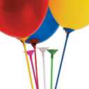 Fun Express Balloon Sticks with Cups 144 Pack - Premium Plastic Balloon Holders for Party Decorations | Centerpiece Accessories for Birthdays, Weddings & Events | 6 Vibrant Colors, 16 3/4"