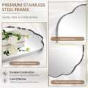 ANDY STAR Scalloped Bathroom Mirror, 24x36 Inch Matte Black Vanity Mirror in Stainless Steel Metal Frame, Unique Oval Mirror with Modern Curved Edge Design, Ideal for Bathroom, Bedroom, Entryway